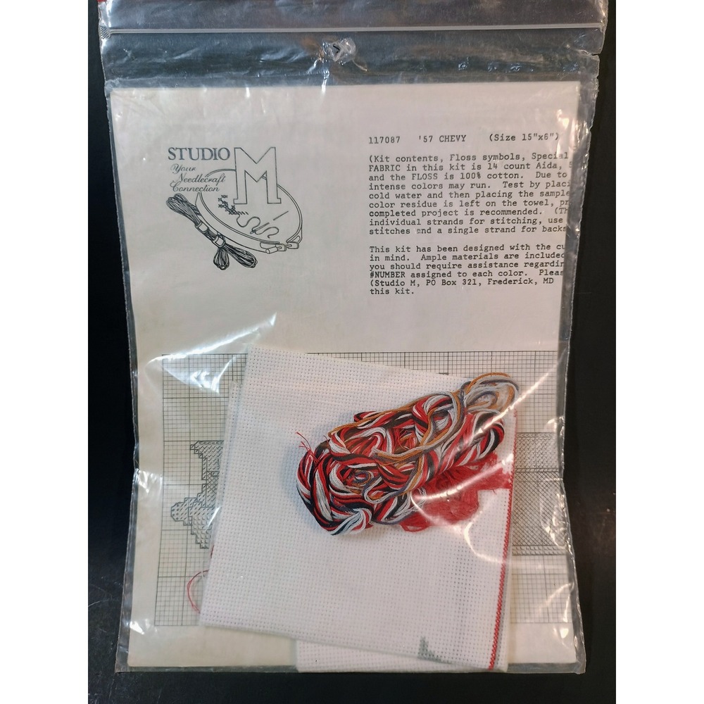 Studio M 117087 57 Chevy Convertible Cross Stitch Kit 15 x 6 Partially Completed - Picture 8 of 8